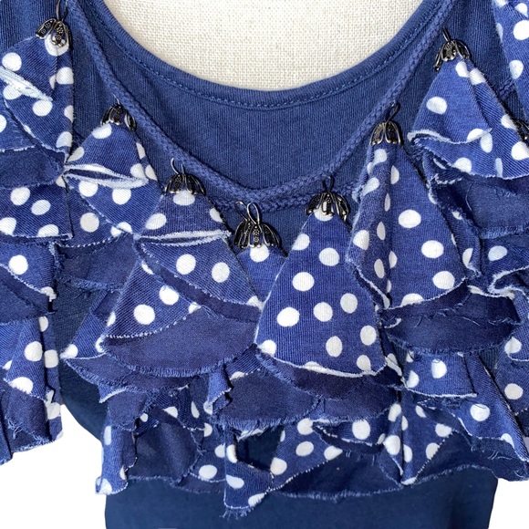 Anthropologie "Little Yellow Button" Racer Back Tank Ruffles S - Picture 2 of 5
